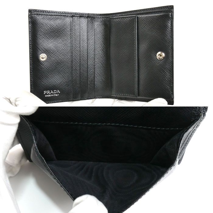 Prada Saffiano Flower Bouquet Bifold Wallet Black — view 5