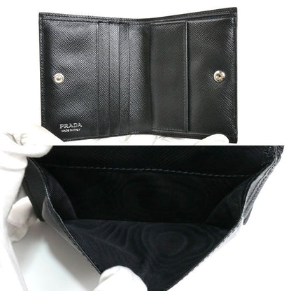 Prada Saffiano Flower Bouquet Bifold Wallet Black — view 5