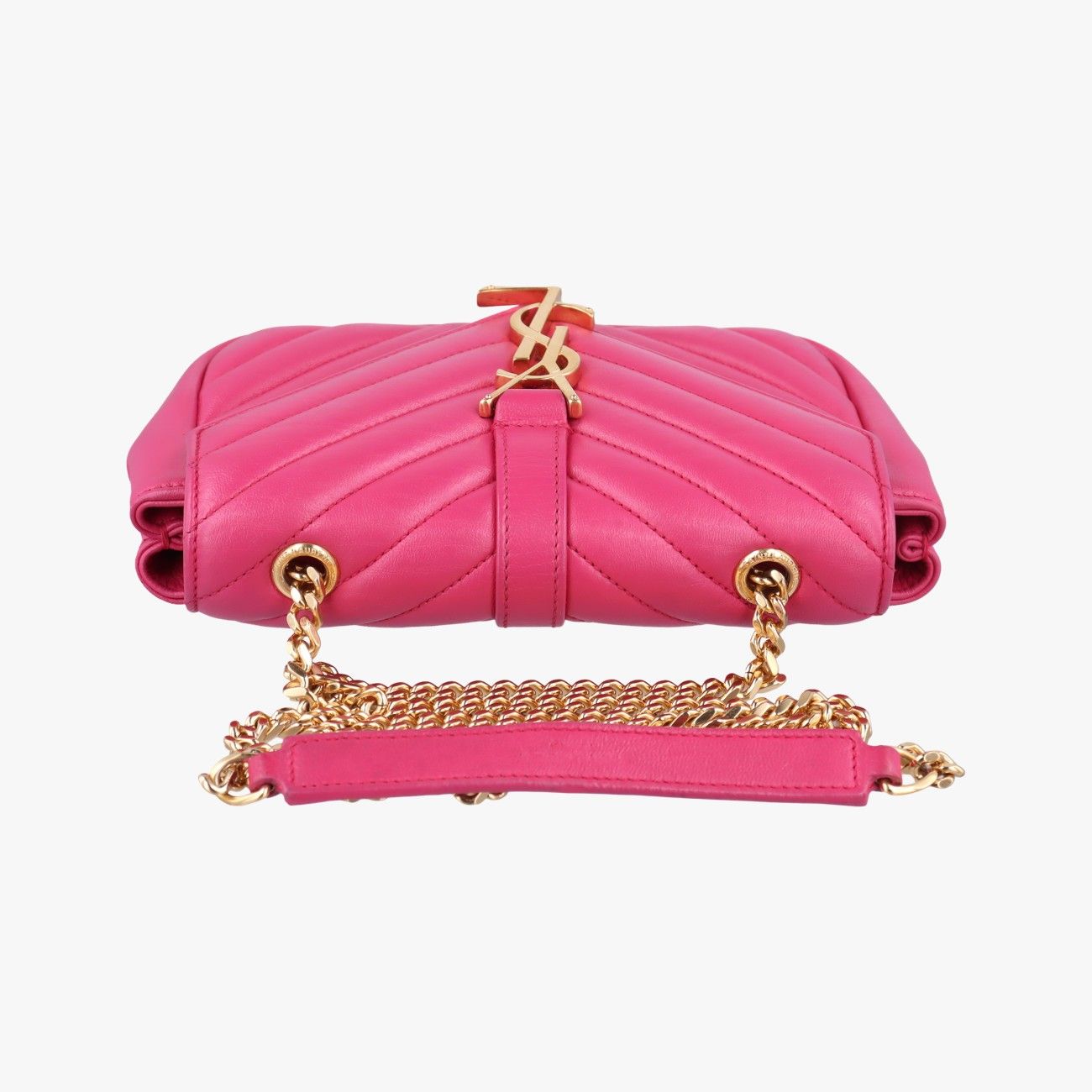 Saint Laurent Yves Baby Chai Pink Leather Messenger — view 8