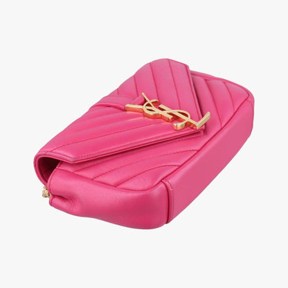 Saint Laurent Yves Baby Chai Pink Leather Messenger — view 5