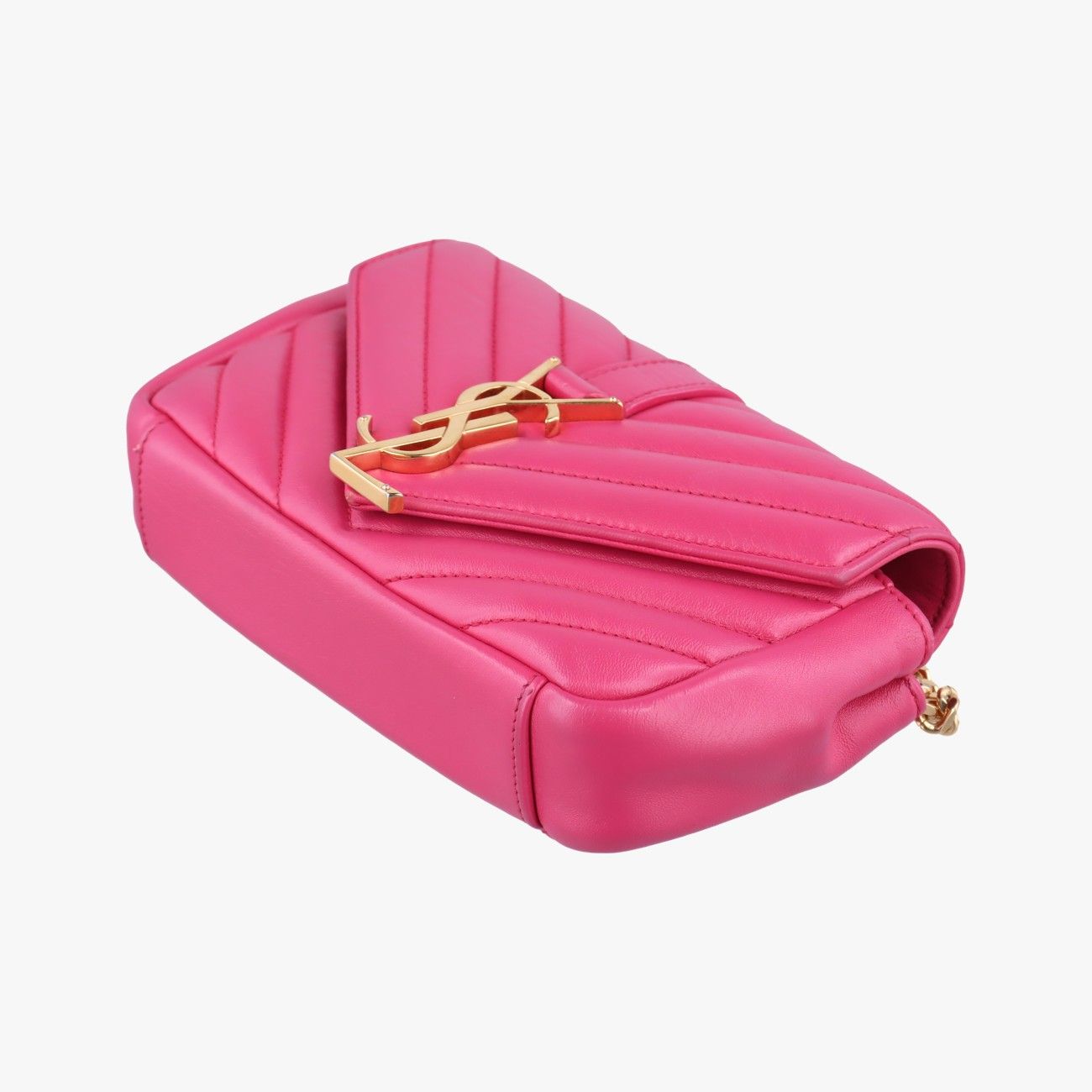 Saint Laurent Yves Baby Chai Pink Leather Messenger — view 4