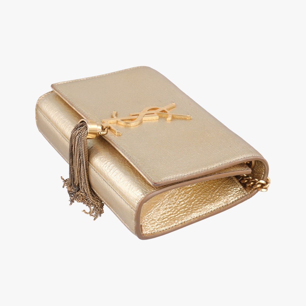 Saint Laurent Yves Kate Gold Leather Messenger — view 4