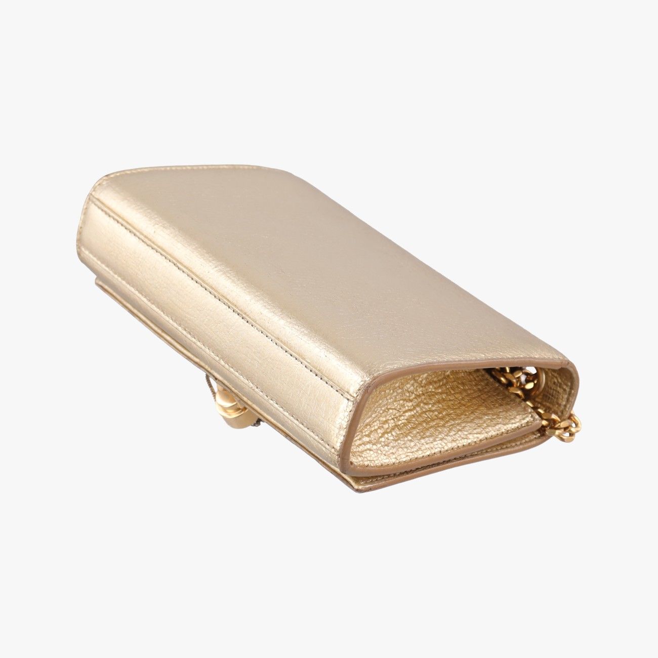 Saint Laurent Yves Kate Gold Leather Messenger — view 6