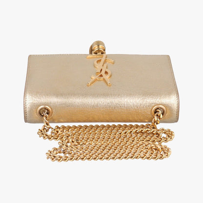 Saint Laurent Yves Kate Gold Leather Messenger — view 8