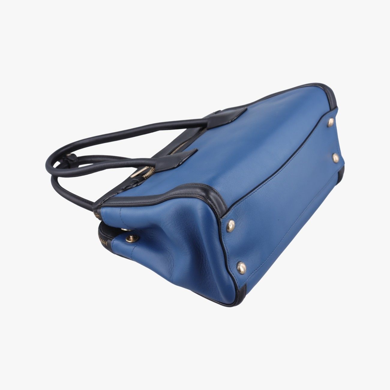 Prada Double Zip Convertible Tote Black Blue Saffiano Leather 56 — view 7