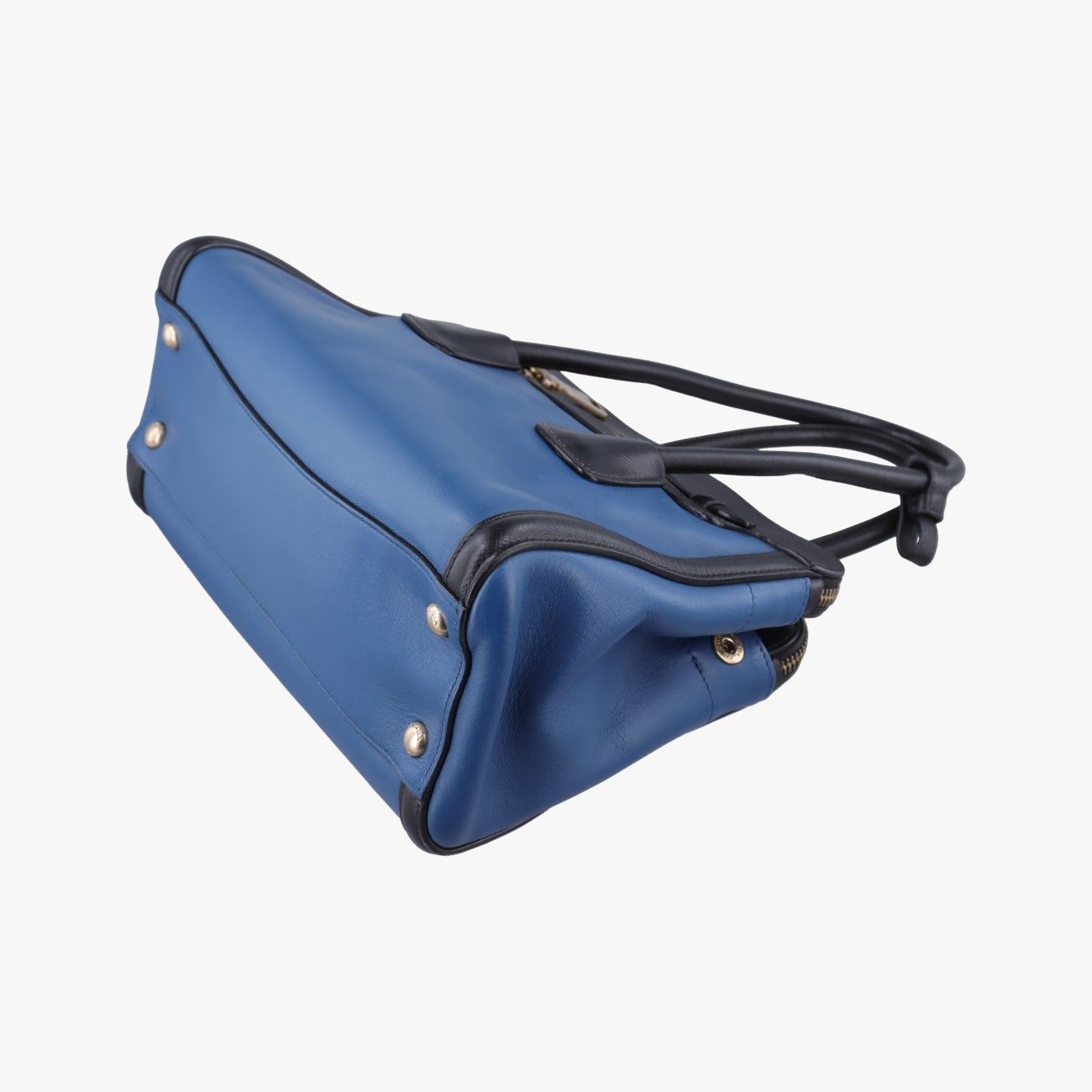 Prada Double Zip Convertible Tote Black Blue Saffiano Leather 56 — view 4