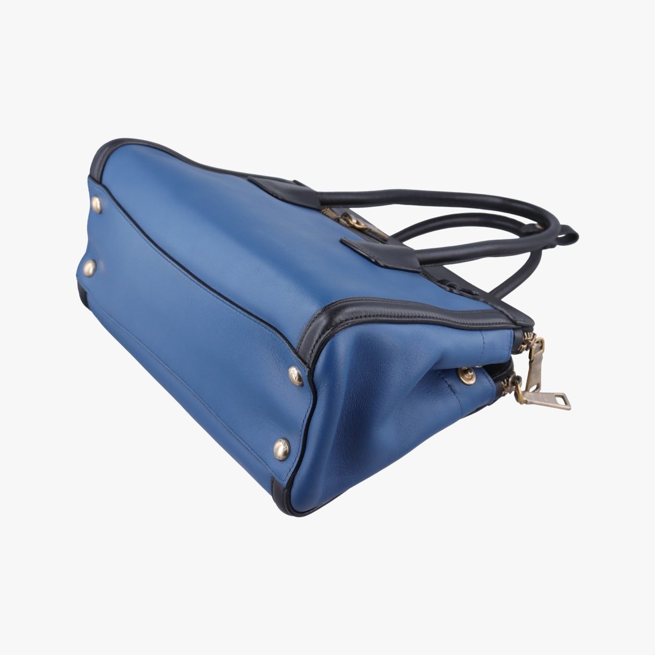 Prada Double Zip Convertible Tote Black Blue Saffiano Leather 56 — view 6