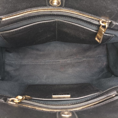 Prada Double Zip Convertible Tote Black Blue Saffiano Leather 56 — view 9