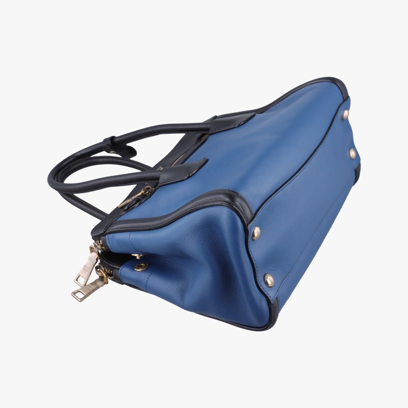 Prada Double Zip Convertible Tote Black Blue Saffiano Leather 56 — view 5