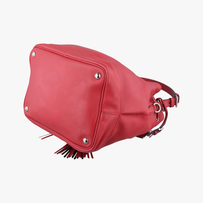 Prada Tassel Drawstring Bucket Red Leather Messenger — view 6