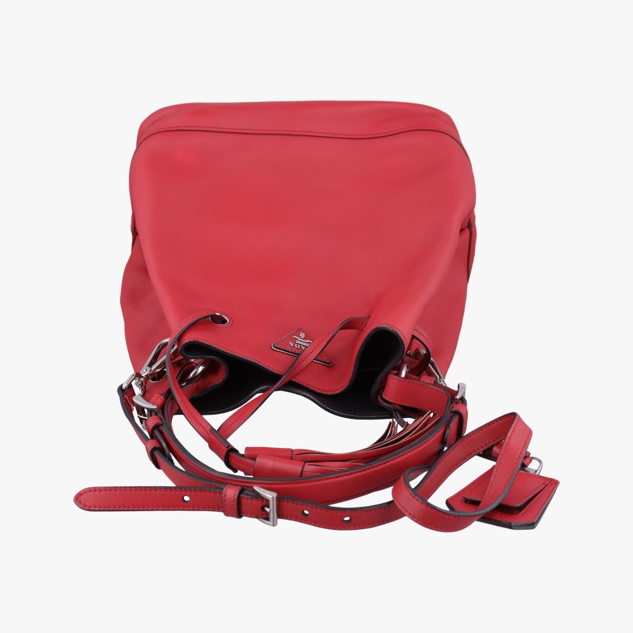 Prada Tassel Drawstring Bucket Red Leather Messenger — view 8
