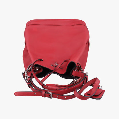 Prada Tassel Drawstring Bucket Red Leather Messenger — view 8