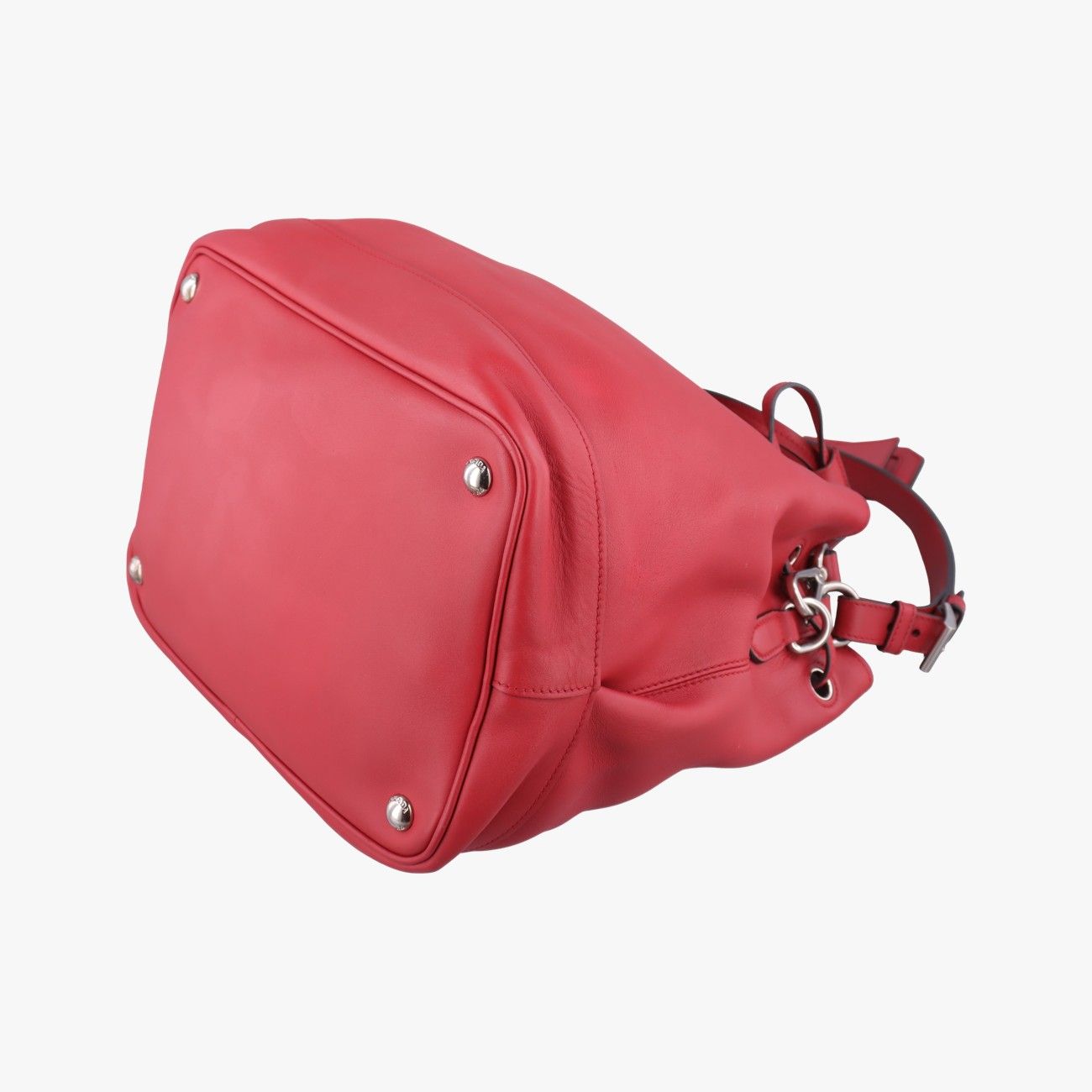 Prada Tassel Drawstring Bucket Red Leather Messenger — view 4