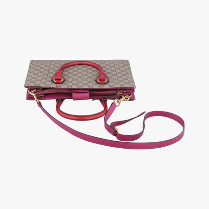 Gucci GG Supreme Beige Pink Red Canvas Leather Messenger — view 8