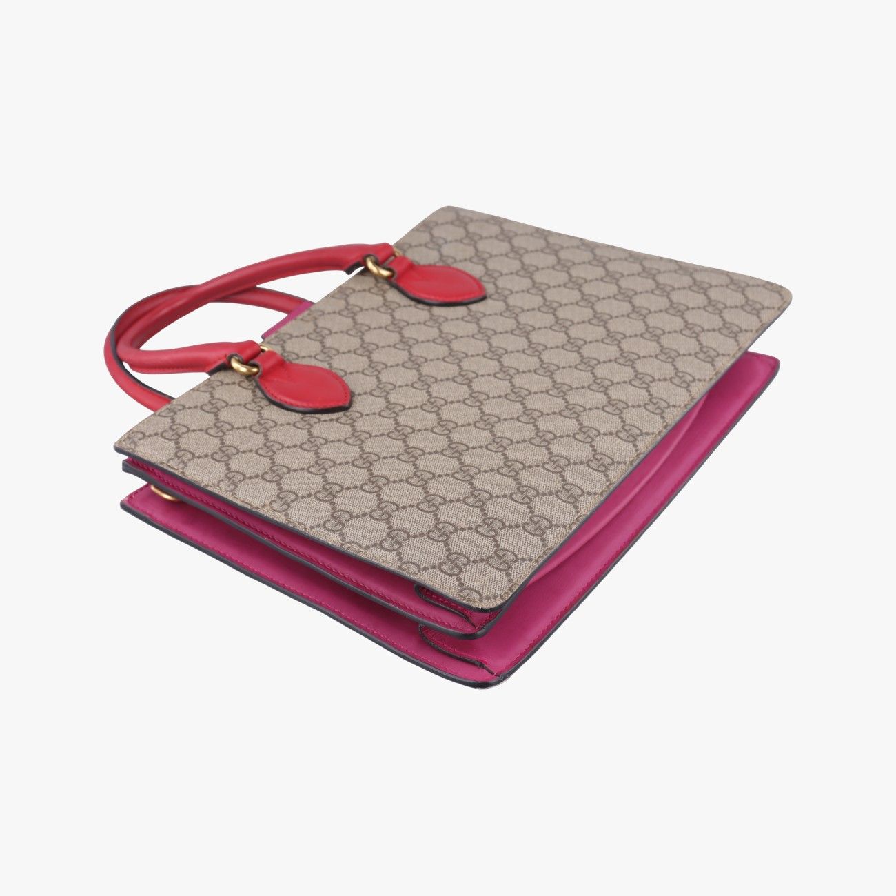 Gucci GG Supreme Beige Pink Red Canvas Leather Messenger — view 5