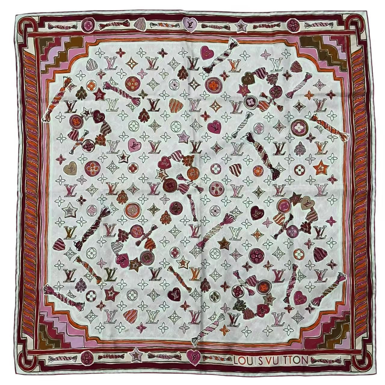 Louis Vuitton Scarf Silk Monogram Pink