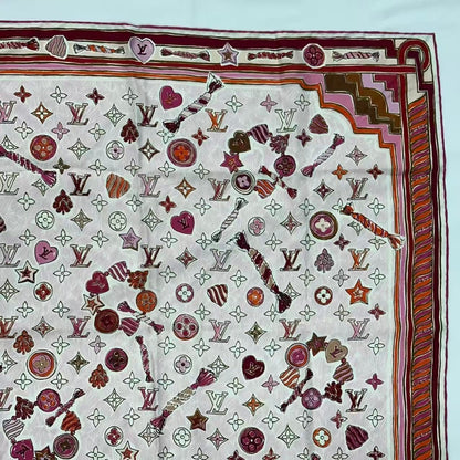 Louis Vuitton Scarf Silk Monogram Pink — view 3