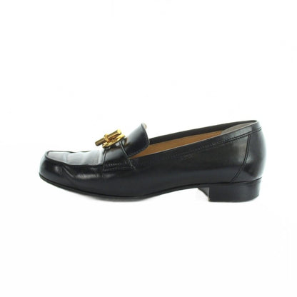 Hermes Chaine D'ancre Loafers Moccasins Leather Logo Gold 36.5 Black — view 2