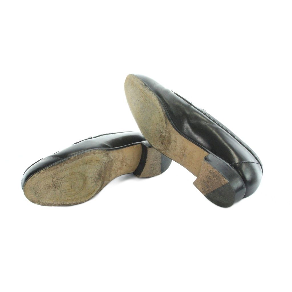Hermes Chaine D'ancre Loafers Moccasins Leather Logo Gold 36.5 Black — view 6