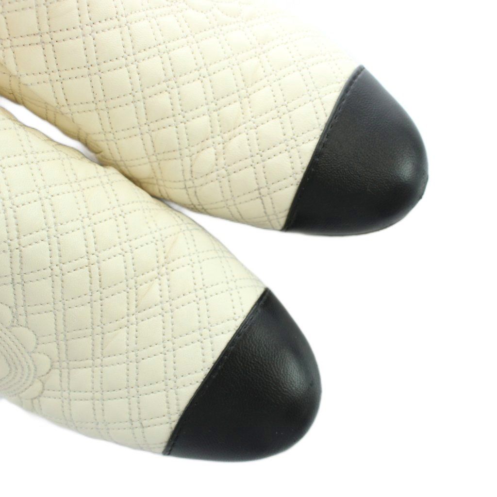 Chanel Short Boots Chunky Heels Contrast CC Logo Leather Quilted Embroidery — view 3