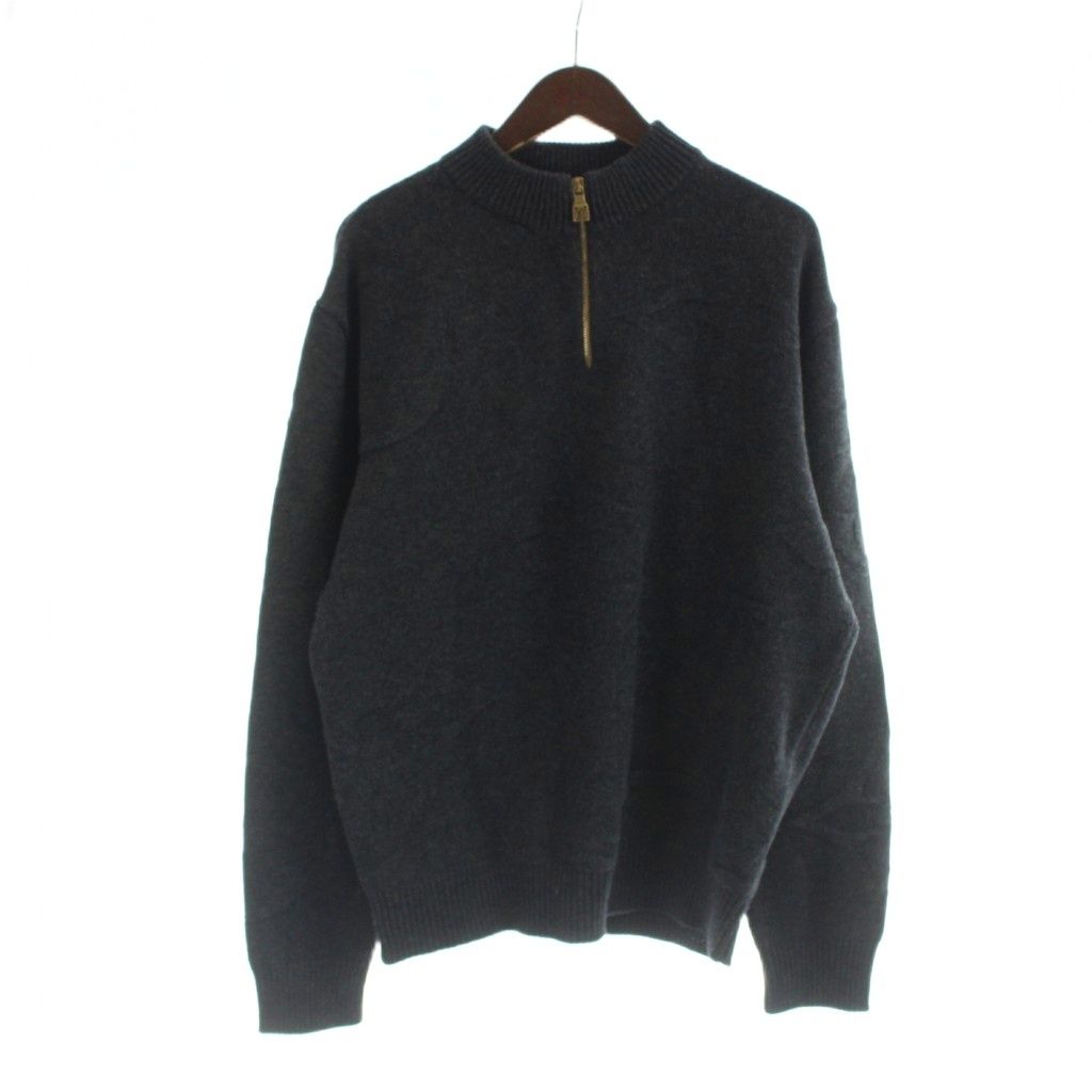 Louis Vuitton Knit Sweater Monogram Jacquard Wool Half Zip Long Sleeve NOS L