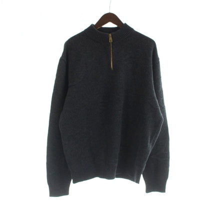 Louis Vuitton Knit Sweater Monogram Jacquard Wool Half Zip Long Sleeve NOS L