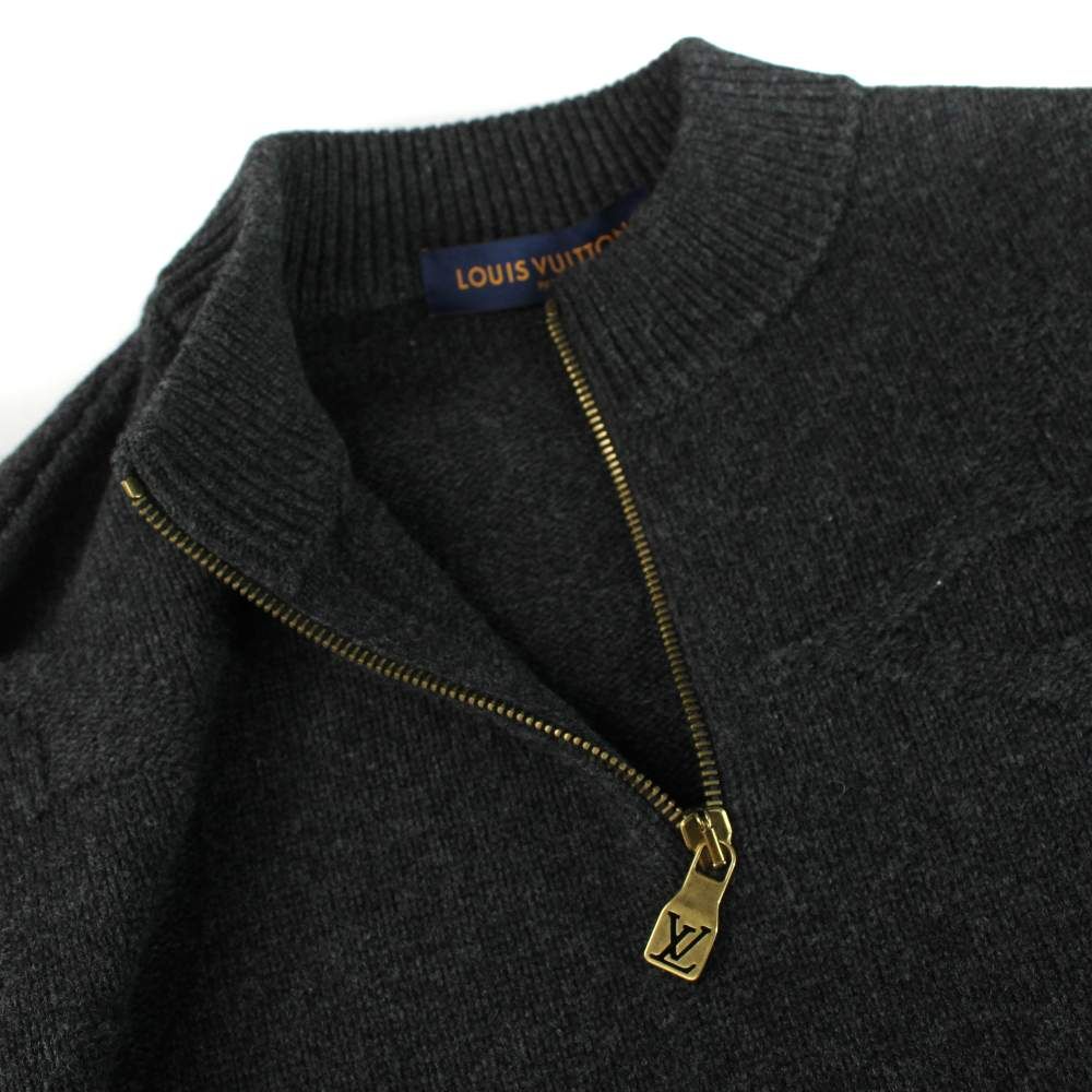 Louis Vuitton Knit Sweater Monogram Jacquard Wool Half Zip Long Sleeve NOS L — view 6