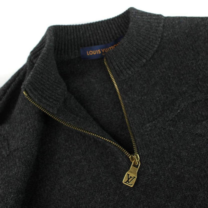 Louis Vuitton Knit Sweater Monogram Jacquard Wool Half Zip Long Sleeve NOS L — view 6