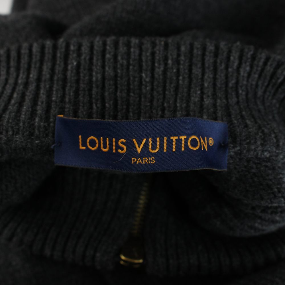 Louis Vuitton Knit Sweater Monogram Jacquard Wool Half Zip Long Sleeve NOS L — view 7