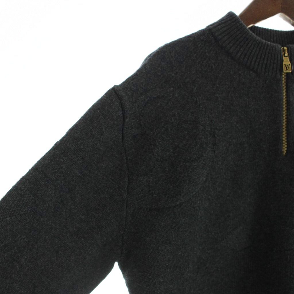Louis Vuitton Knit Sweater Monogram Jacquard Wool Half Zip Long Sleeve NOS L — view 3
