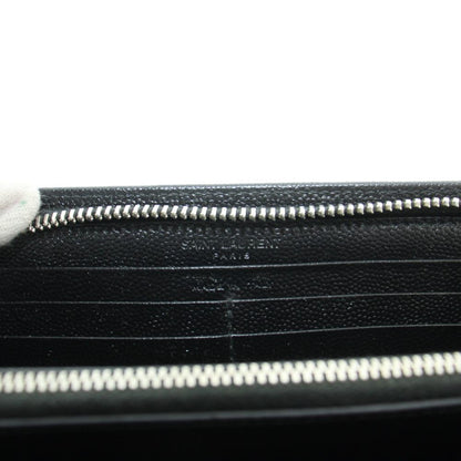 Saint Laurent Paris Wallet Logo Leather Zip Around Black — view 7