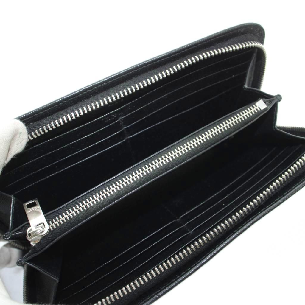 Saint Laurent Paris Wallet Logo Leather Zip Around Black — view 5