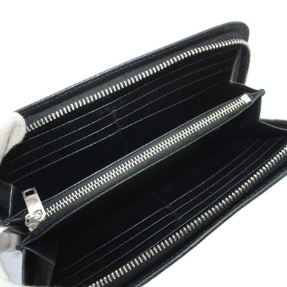 Saint Laurent Paris Wallet Logo Leather Zip Around Black — view 5