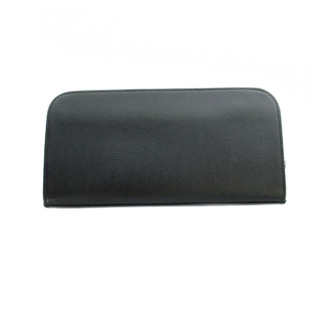 Saint Laurent Paris Wallet Logo Leather Zip Around Black — view 2