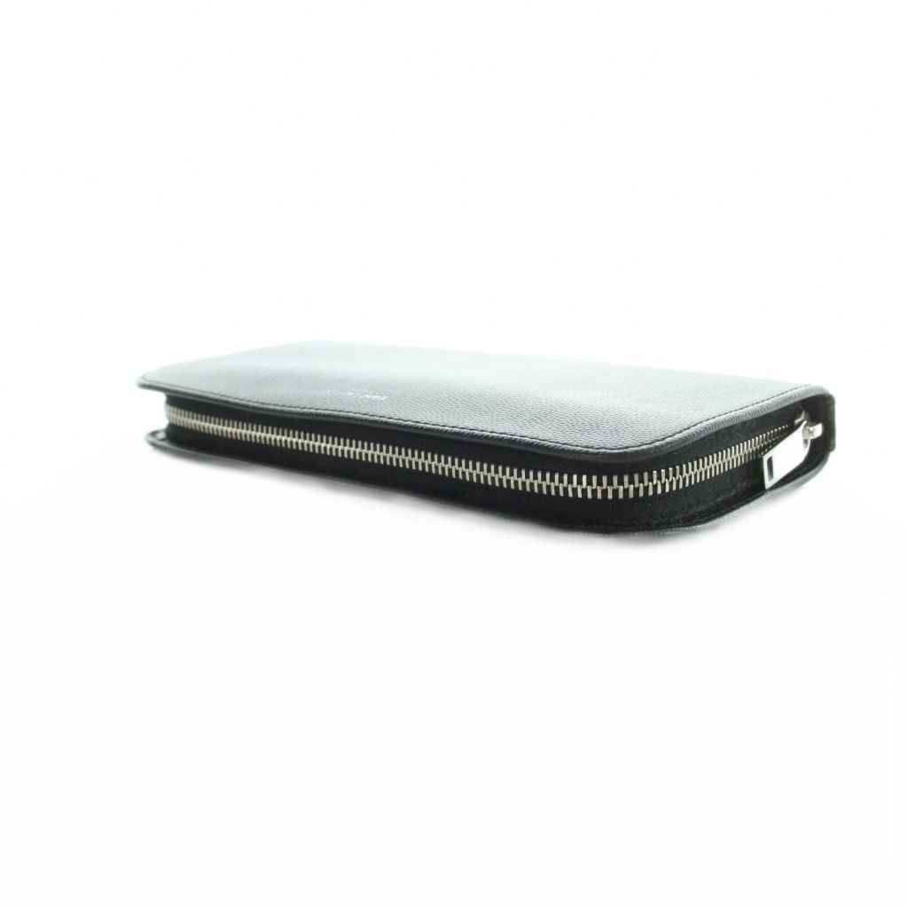 Saint Laurent Paris Wallet Logo Leather Zip Around Black — view 4