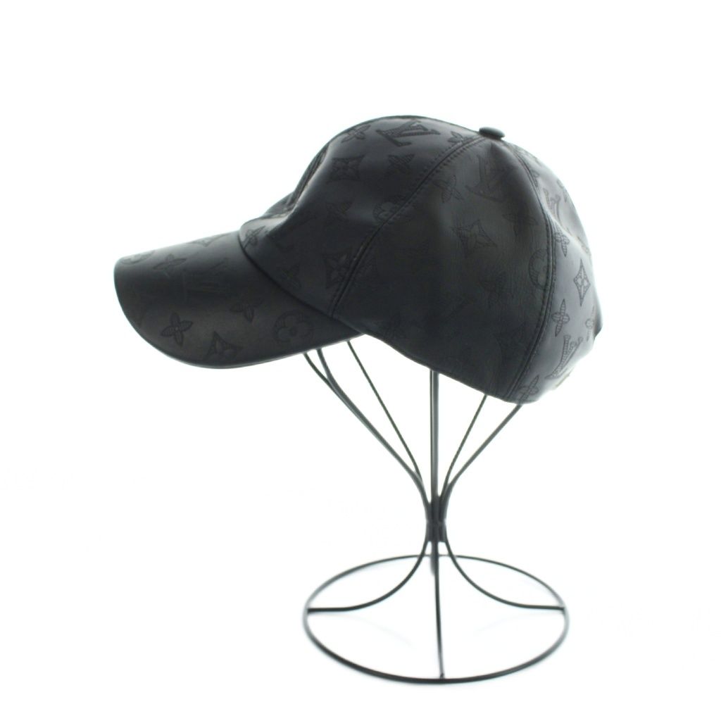 Louis Vuitton Cap Hat Leather Monogram Shadow Logo Black — view 3