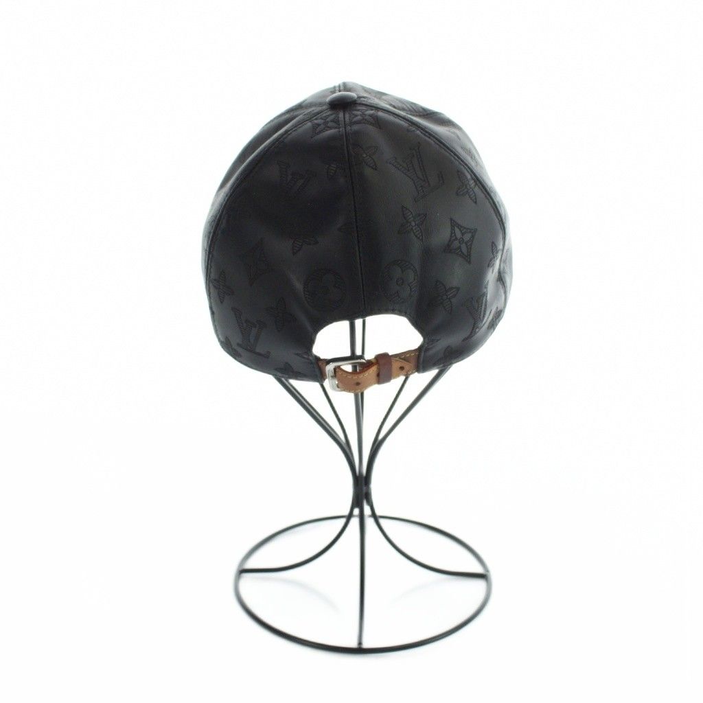 Louis Vuitton Cap Hat Leather Monogram Shadow Logo Black — view 4
