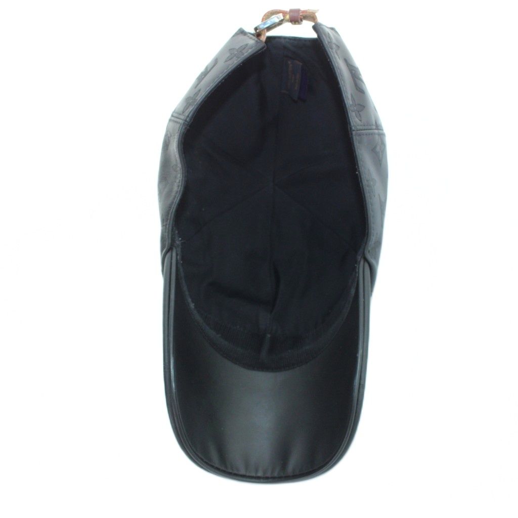 Louis Vuitton Cap Hat Leather Monogram Shadow Logo Black — view 6