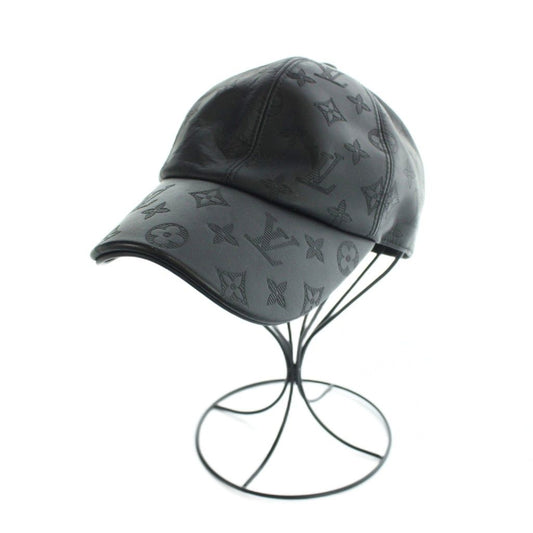 Louis Vuitton Cap Hat Leather Monogram Shadow Logo Black