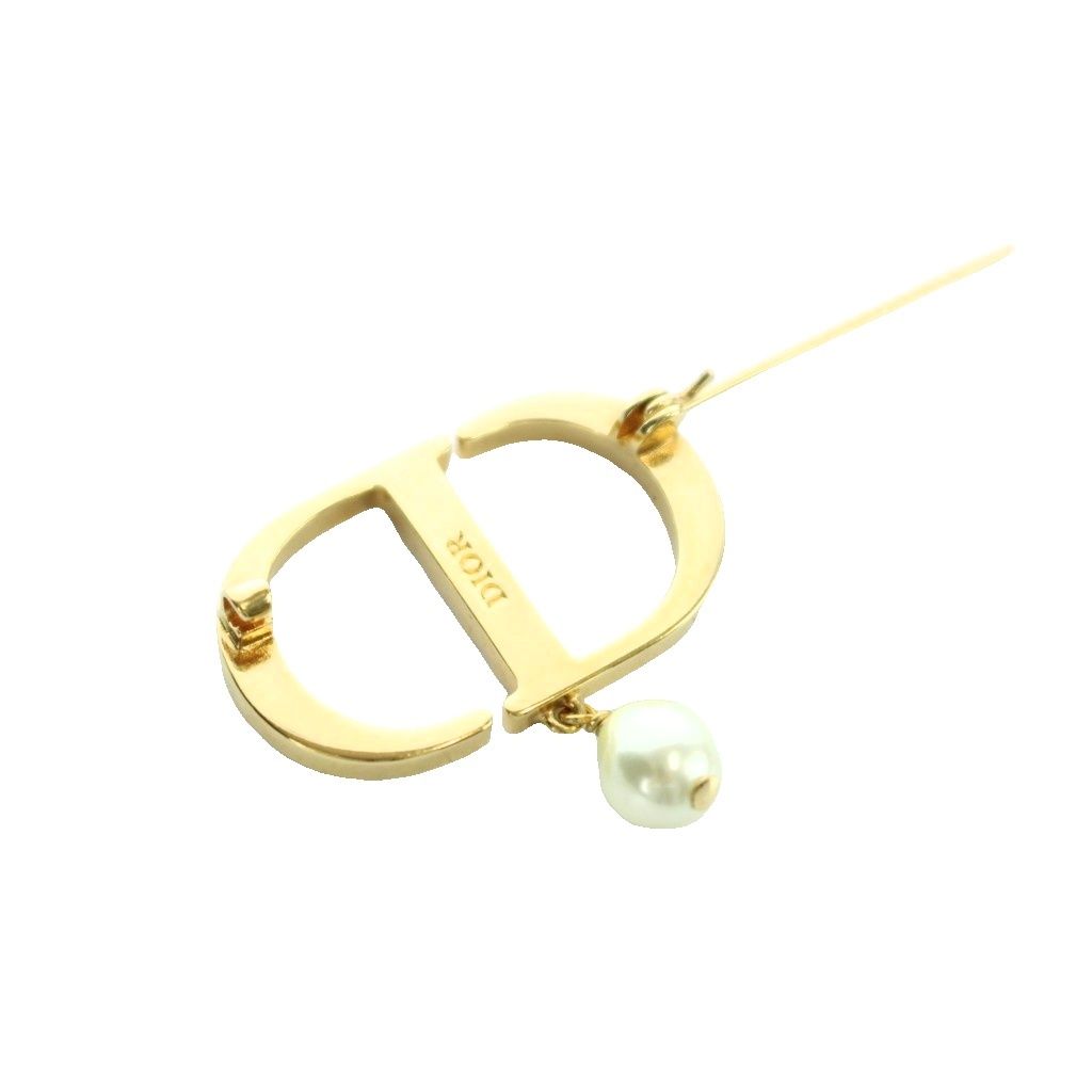 Dior Petit CD Brooch Resin Pearl Rhinestone Gold — view 4