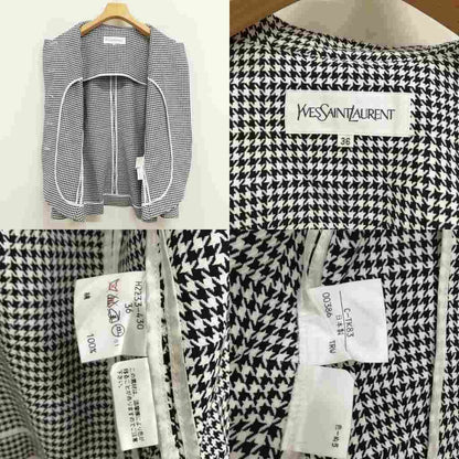 Saint Laurent Yves Vintage Houndstooth Skirt Suit Set 36 Black White — view 6
