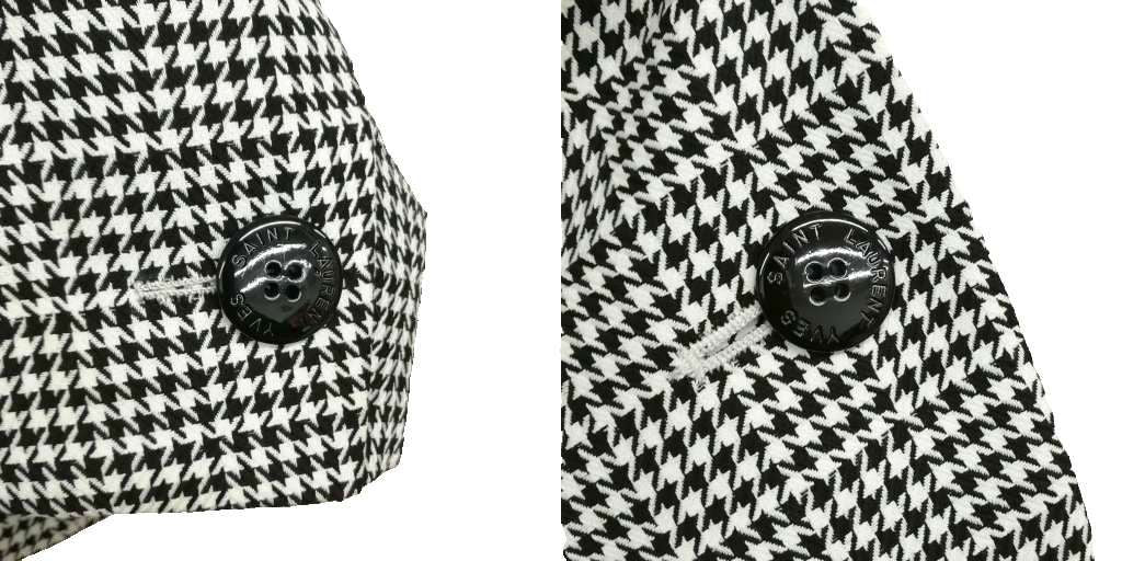 Saint Laurent Yves Vintage Houndstooth Skirt Suit Set 36 Black White — view 5