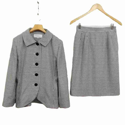 Saint Laurent Yves Vintage Houndstooth Skirt Suit Set 36 Black White