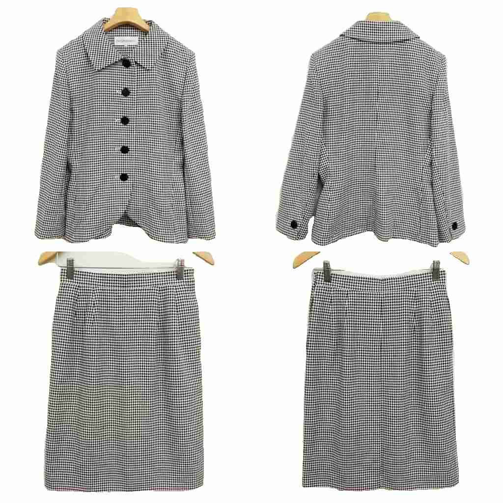 Saint Laurent Yves Vintage Houndstooth Skirt Suit Set 36 Black White — view 2