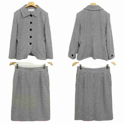 Saint Laurent Yves Vintage Houndstooth Skirt Suit Set 36 Black White — view 2