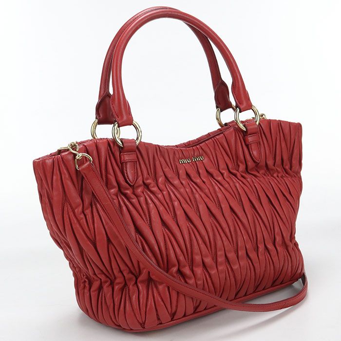 Miu Miu Miu 2-Way Matelasse Handbag Lambskin