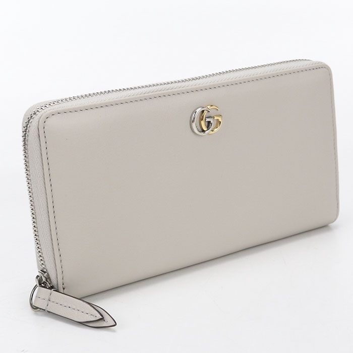 Gucci Zip Around Wallet GG Marmont Leather Gray