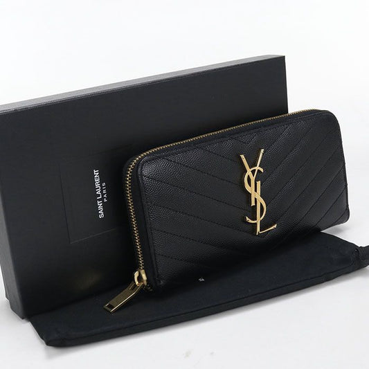 Saint Laurent Full Zip Wallet Monogram Round Zip Calf