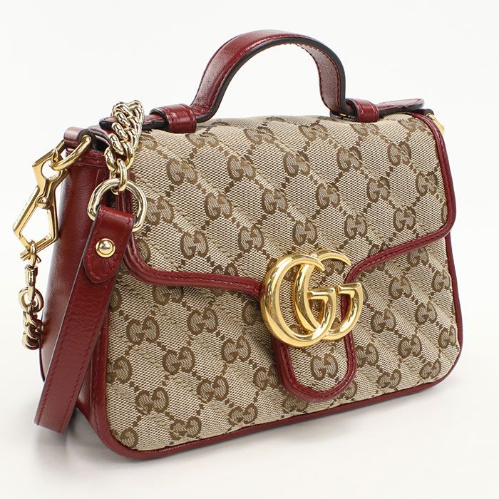 Gucci Mini Top Handle Bag GG Marmont Handbag Canvas Leather