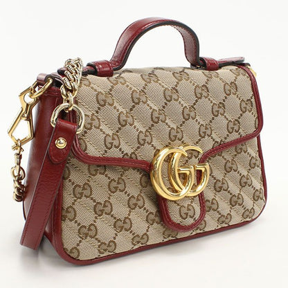 Gucci Mini Top Handle Bag GG Marmont Handbag Canvas Leather